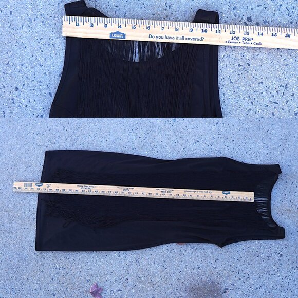 Sam Edelman Black Fringe Flapper Dress M Open Back Cocktail Party Gatsby - Picture 14 of 14